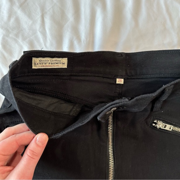 Levi's Mile High Black Moto Ankle Jeans | Black - Picture 3 of 10